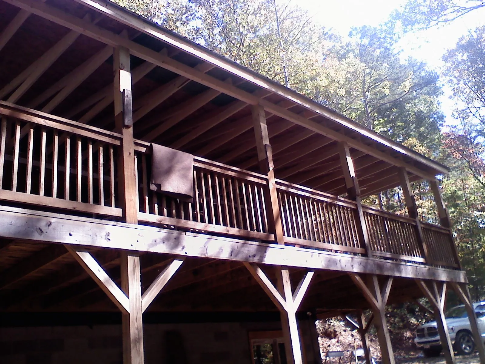 Timber framing under a new elevated porch and deck — Roof Leak Repair in Congerville by Roofing Brothers